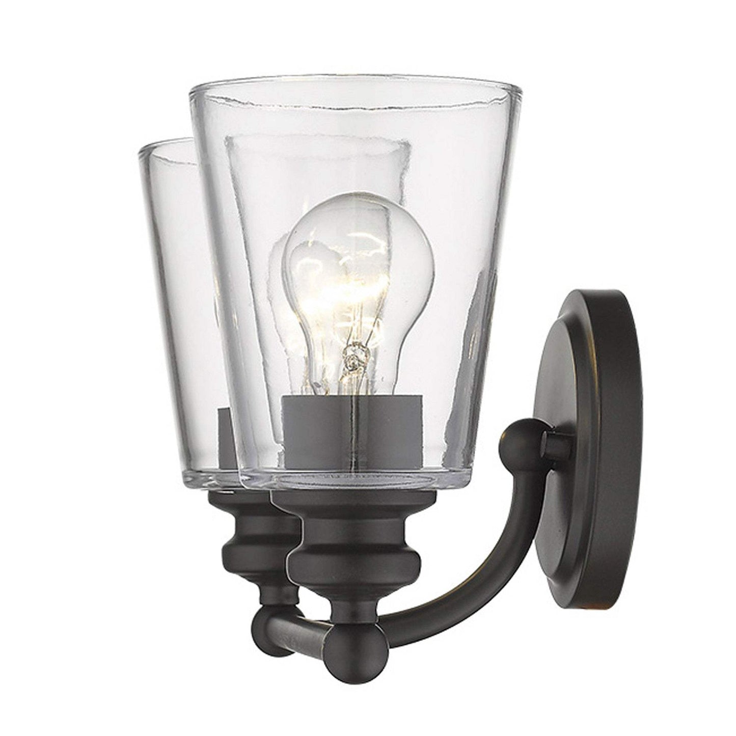 Two Light Antique Bronze Glass Shade Wall Sconce - Homeroots - Flyclothing LLC