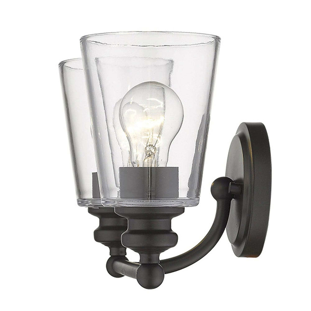 Two Light Antique Bronze Glass Shade Wall Sconce - Homeroots - Flyclothing LLC