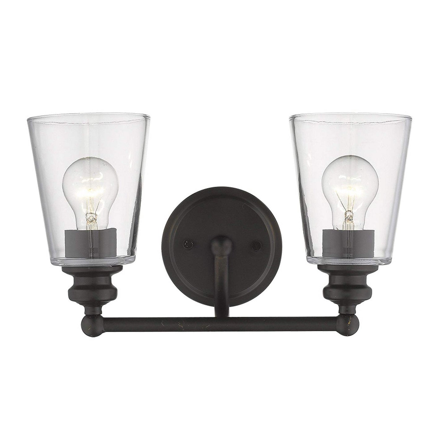 Two Light Antique Bronze Glass Shade Wall Sconce - Homeroots - Flyclothing LLC