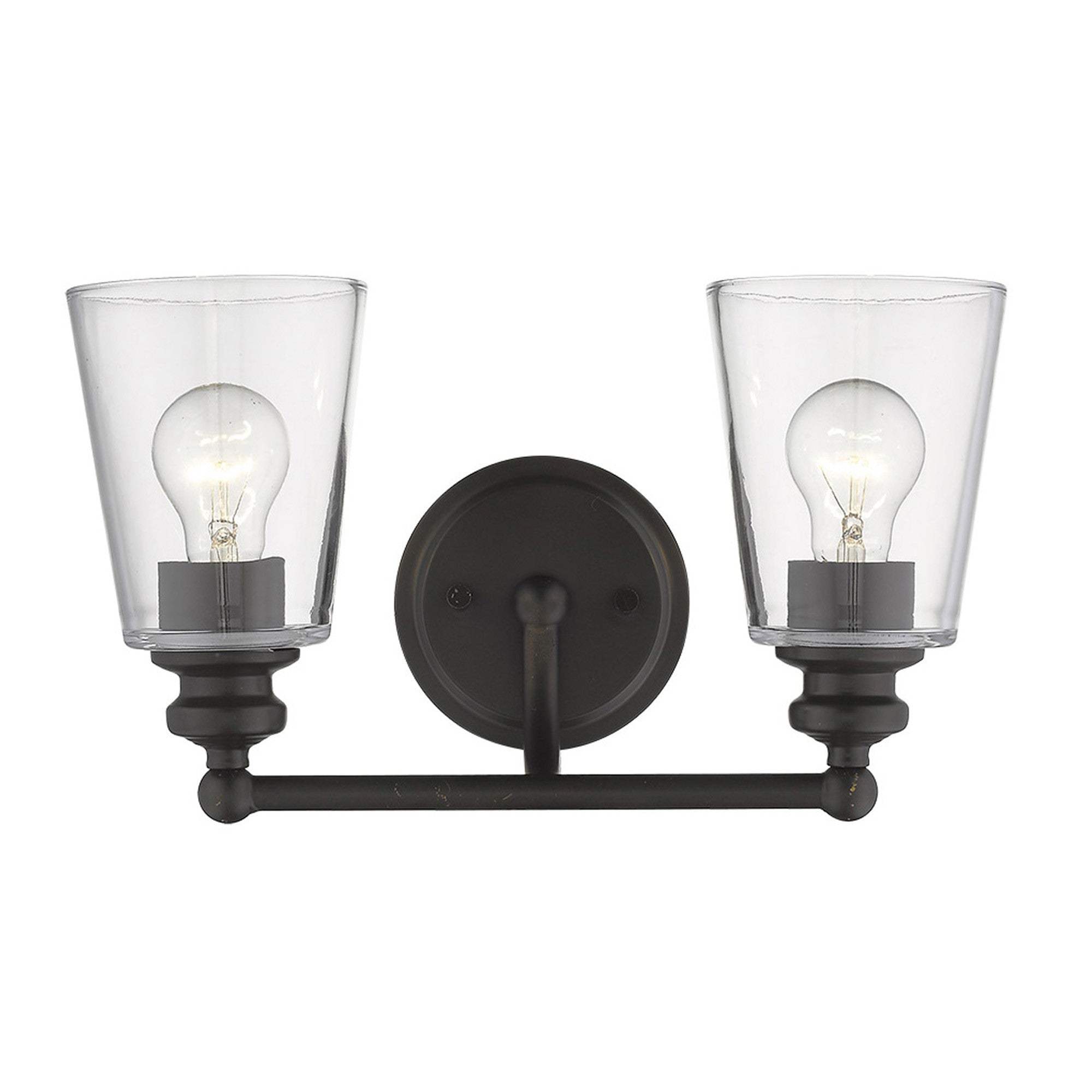 Two Light Antique Bronze Glass Shade Wall Sconce - Homeroots - Flyclothing LLC
