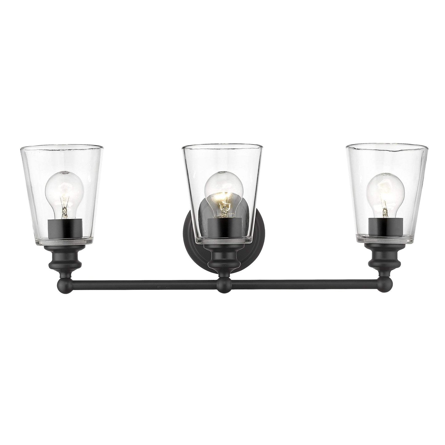 Three Light Matte Black Glass Shade Wall Sconce - Homeroots - Flyclothing LLC