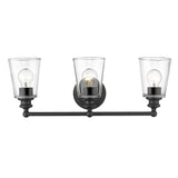 Three Light Matte Black Glass Shade Wall Sconce - Homeroots - Flyclothing LLC