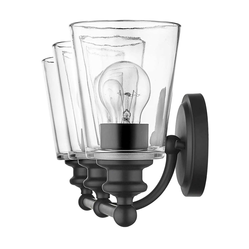 Three Light Matte Black Glass Shade Wall Sconce - Homeroots - Flyclothing LLC
