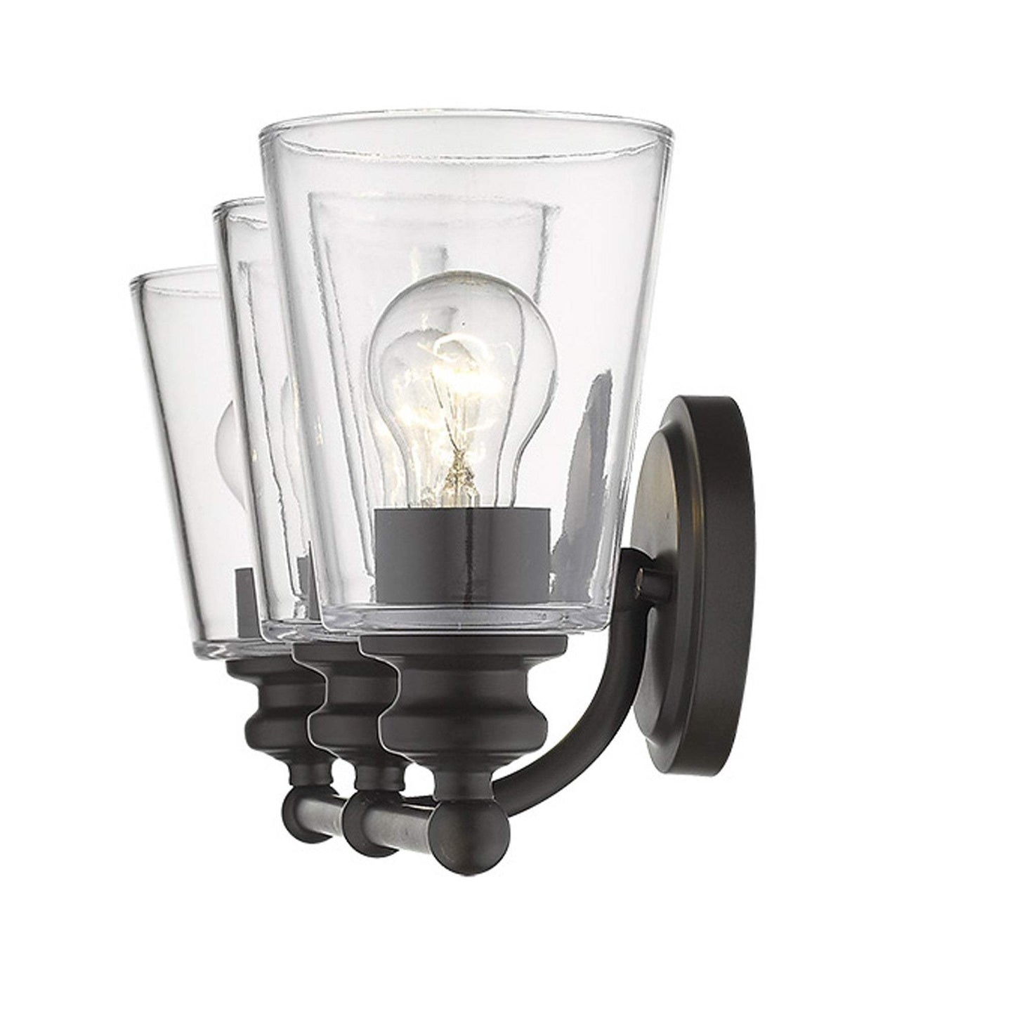 Three Light Antique Bronze Glass Shade Wall Sconce - Homeroots - Flyclothing LLC