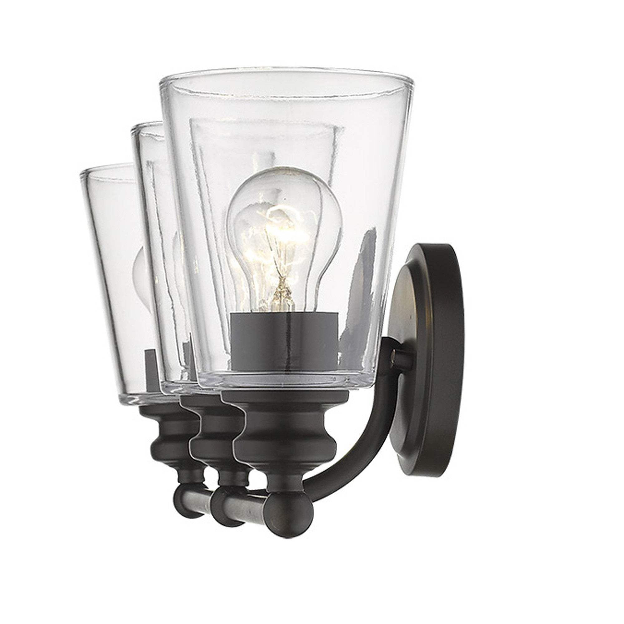 Three Light Antique Bronze Glass Shade Wall Sconce - Homeroots - Flyclothing LLC