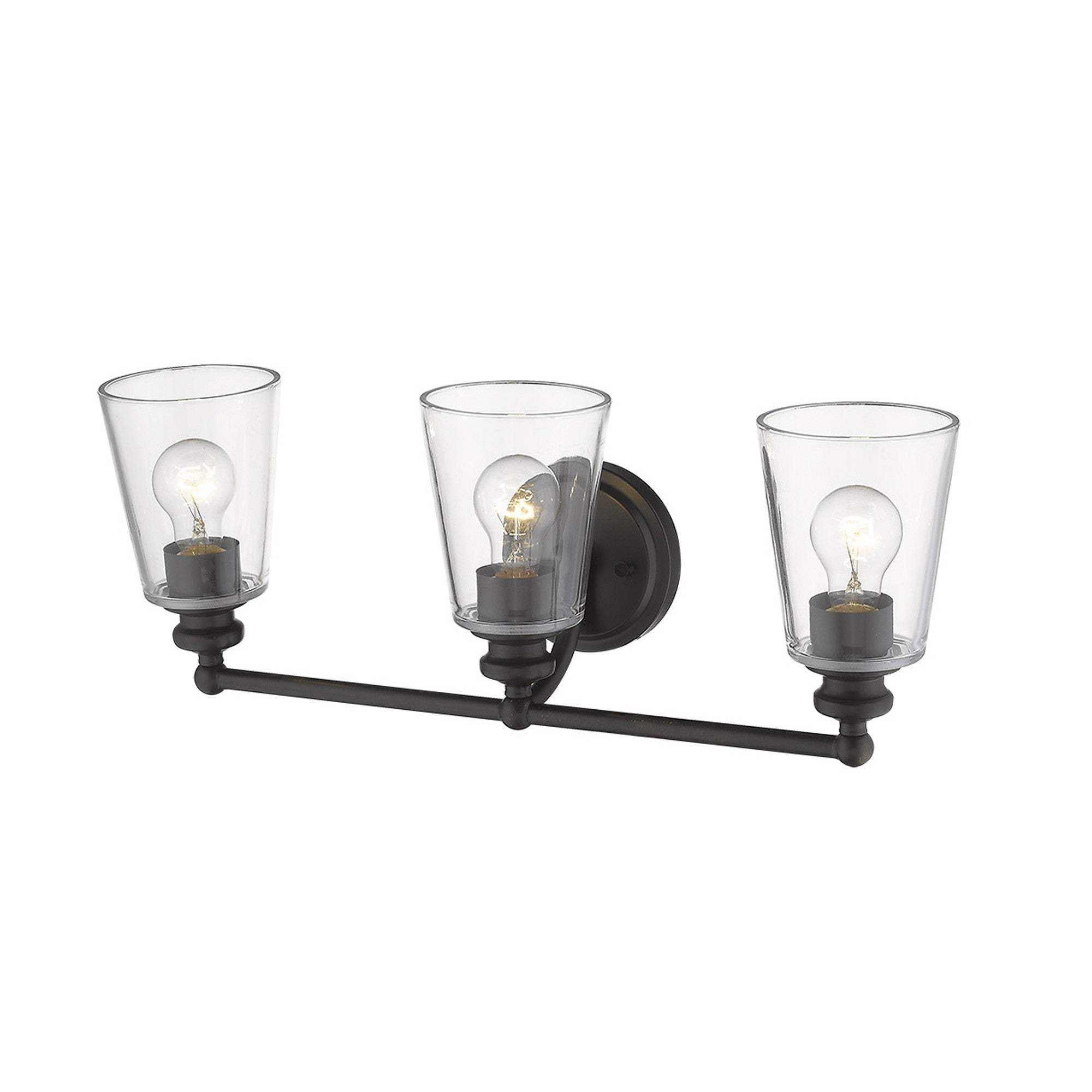 Three Light Antique Bronze Glass Shade Wall Sconce - Homeroots - Flyclothing LLC