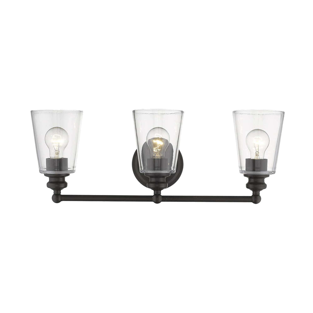 Three Light Antique Bronze Glass Shade Wall Sconce - Homeroots - Flyclothing LLC