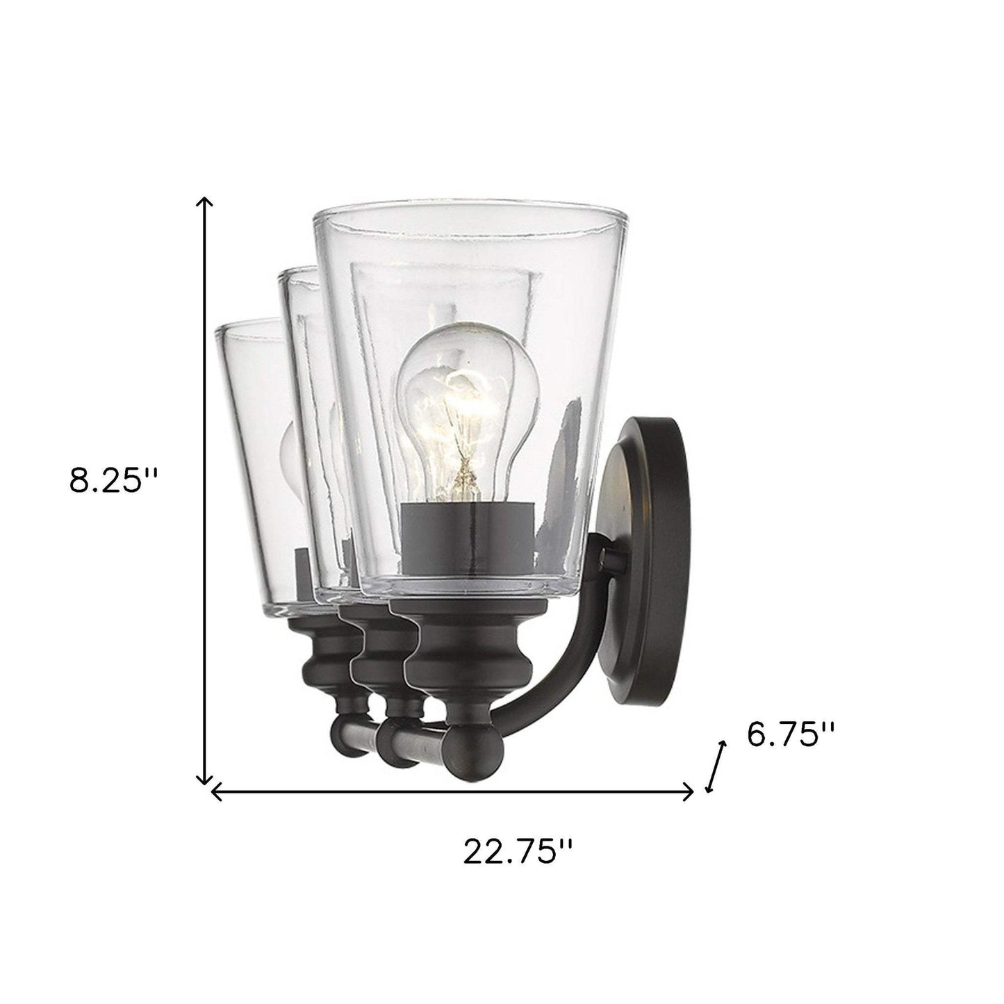 Three Light Antique Bronze Glass Shade Wall Sconce - Homeroots - Flyclothing LLC