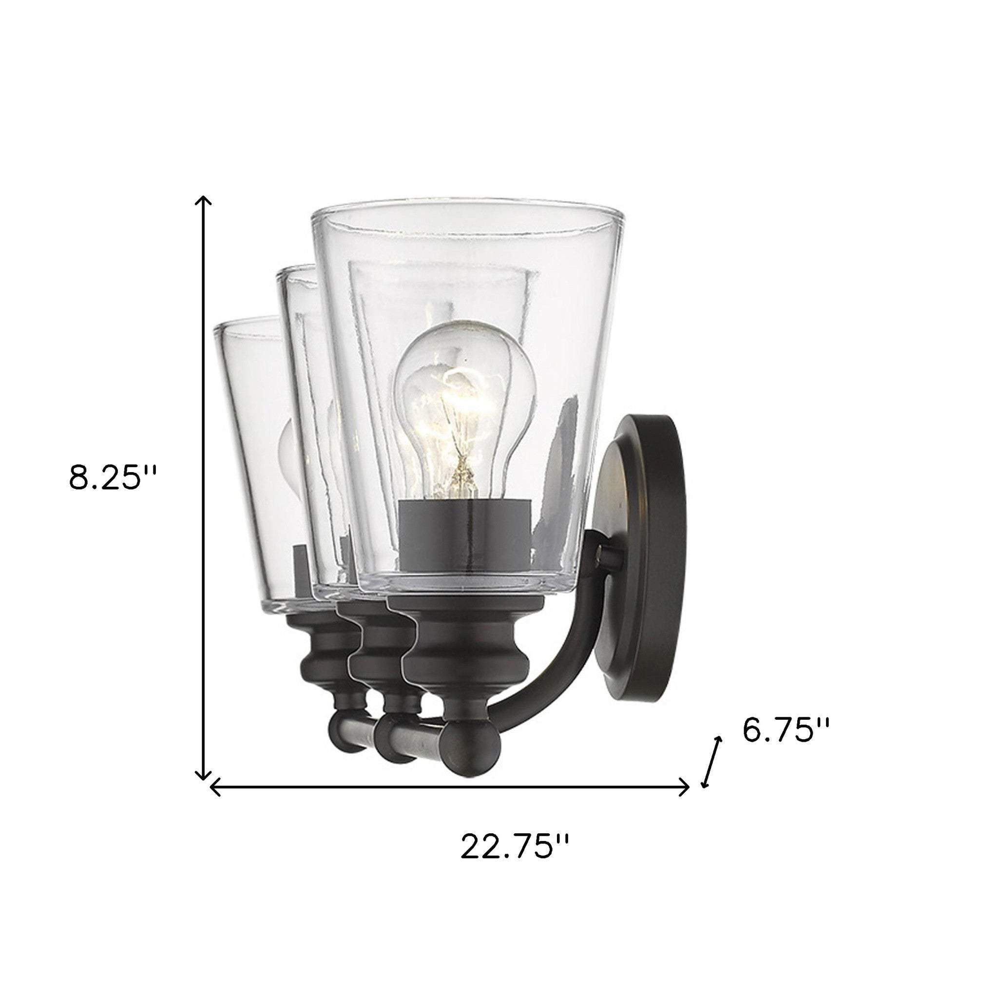 Three Light Antique Bronze Glass Shade Wall Sconce - Homeroots - Flyclothing LLC