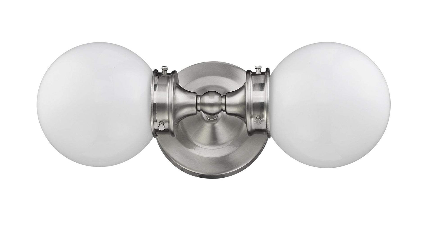 Two Light Silver Wall Sconce with Round Frosted Glass Shade - Homeroots - Flyclothing LLC