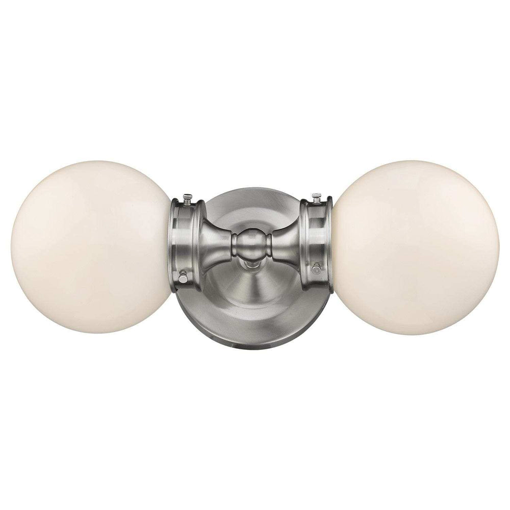 Two Light Silver Wall Sconce with Round Frosted Glass Shade - Homeroots - Flyclothing LLC