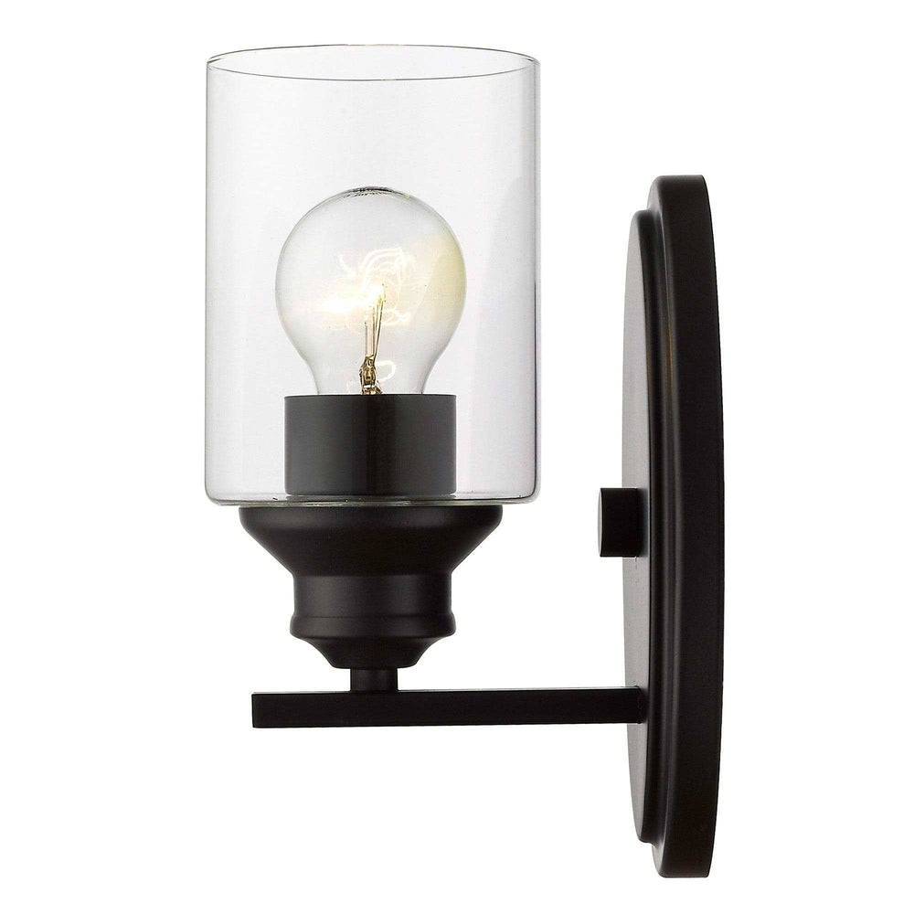 One Light Matte Black Wall Light with Clear Glass Shade - Homeroots - Flyclothing LLC