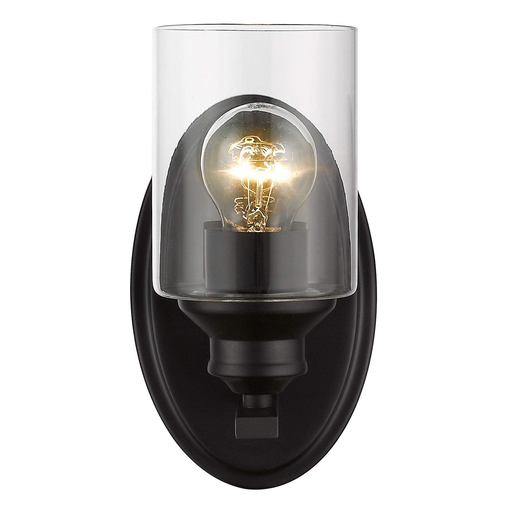 One Light Matte Black Wall Light with Clear Glass Shade - Homeroots - Flyclothing LLC