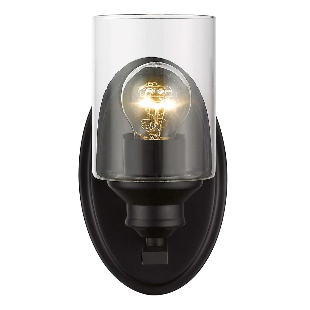 One Light Matte Black Wall Light with Clear Glass Shade - Homeroots - Flyclothing LLC