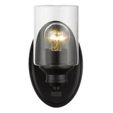 One Light Matte Black Wall Light with Clear Glass Shade - Homeroots