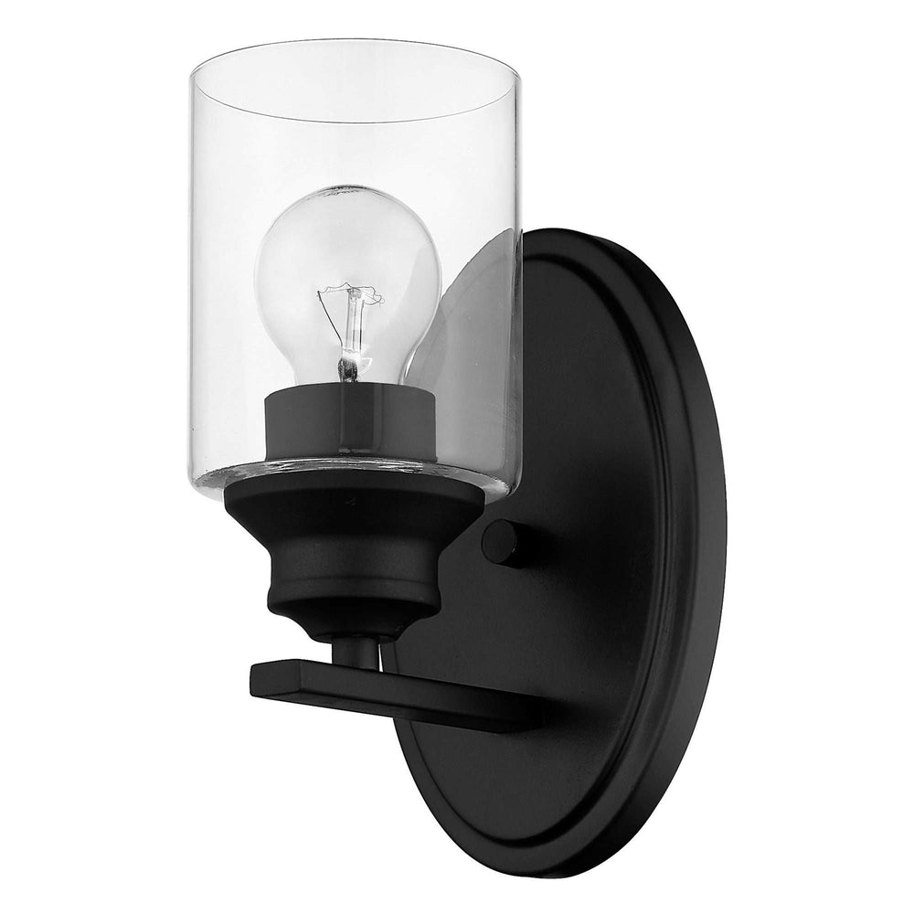 One Light Matte Black Wall Light with Clear Glass Shade - Homeroots - Flyclothing LLC