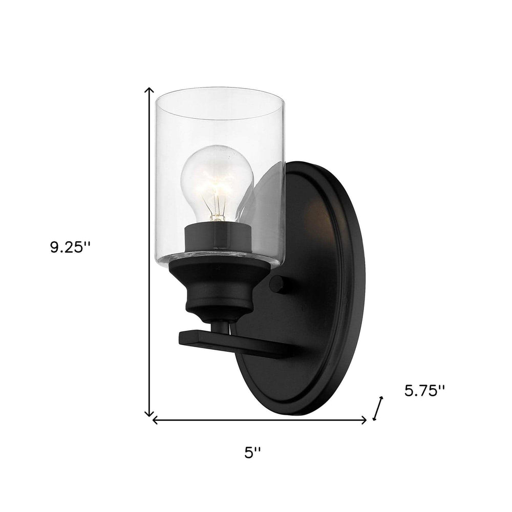 One Light Matte Black Wall Light with Clear Glass Shade - Homeroots - Flyclothing LLC