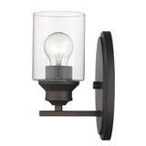 One Light Bronze Wall Light with Clear Glass Shade - Homeroots