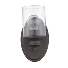 One Light Bronze Wall Light with Clear Glass Shade - Homeroots