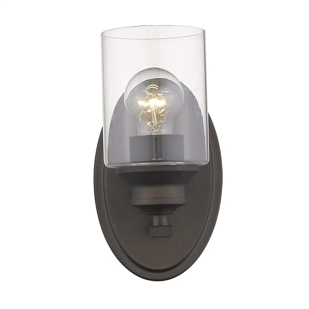One Light Bronze Wall Light with Clear Glass Shade - Homeroots - Flyclothing LLC