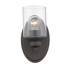 One Light Bronze Wall Light with Clear Glass Shade - Homeroots