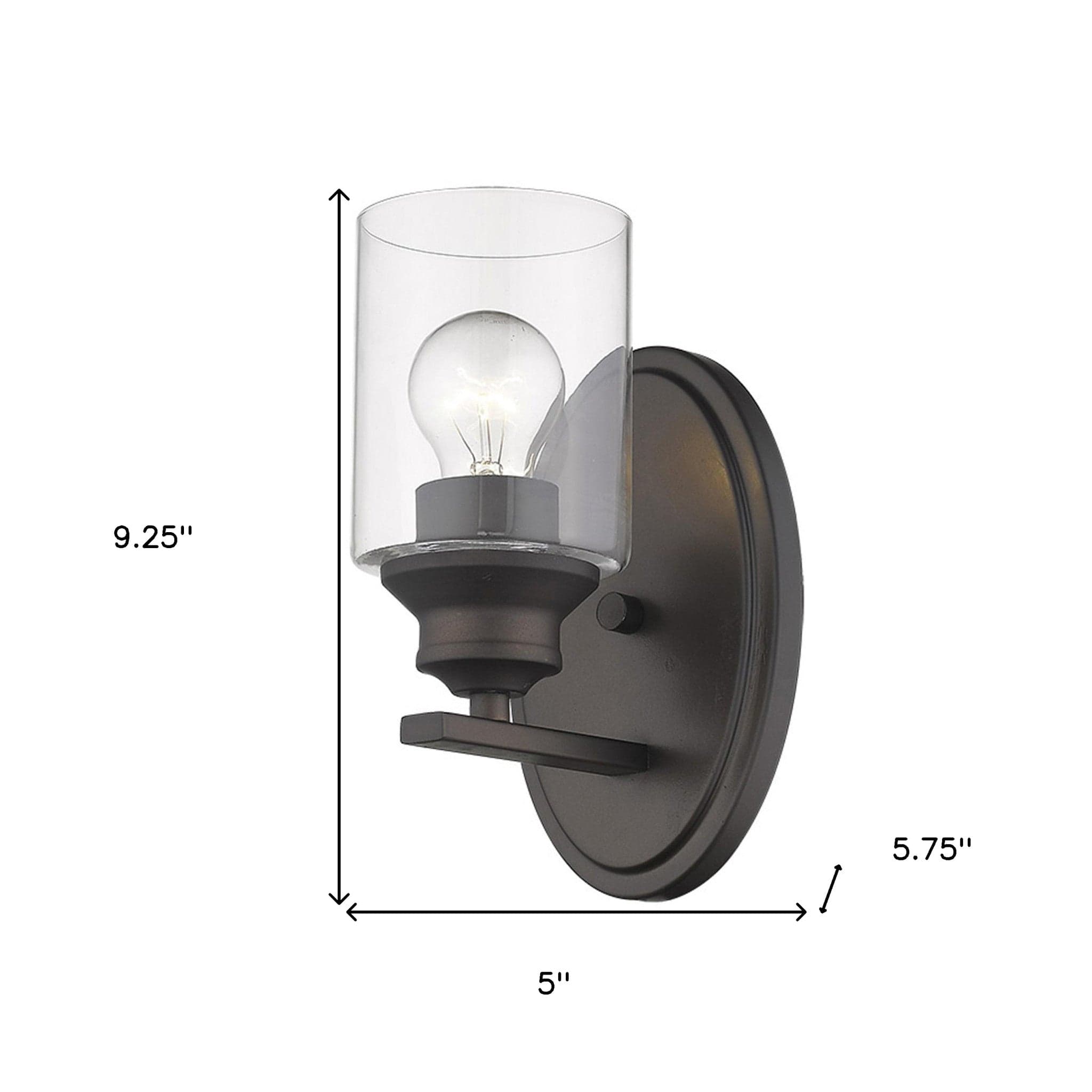 One Light Bronze Wall Light with Clear Glass Shade - Homeroots