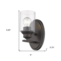 One Light Bronze Wall Light with Clear Glass Shade - Homeroots