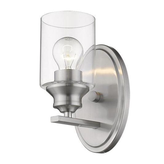 One Light Silver Wall Light with Clear Glass Shade - Homeroots
