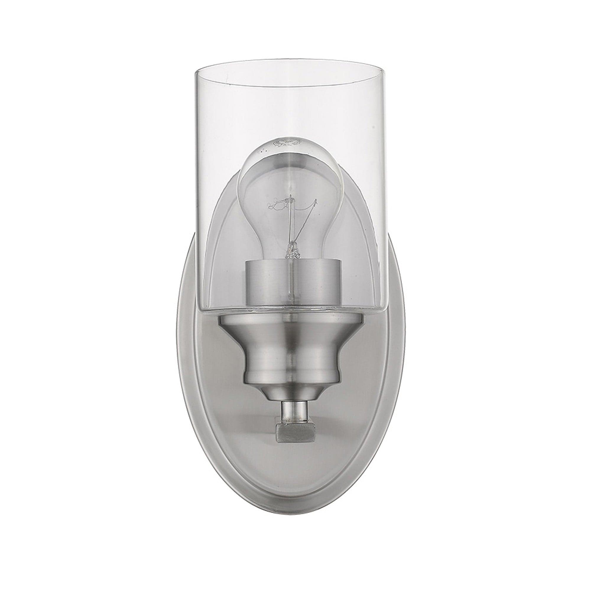 One Light Silver Wall Light with Clear Glass Shade - Homeroots