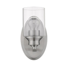 One Light Silver Wall Light with Clear Glass Shade - Homeroots