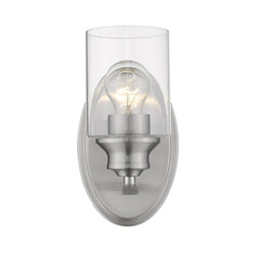 One Light Silver Wall Light with Clear Glass Shade - Homeroots