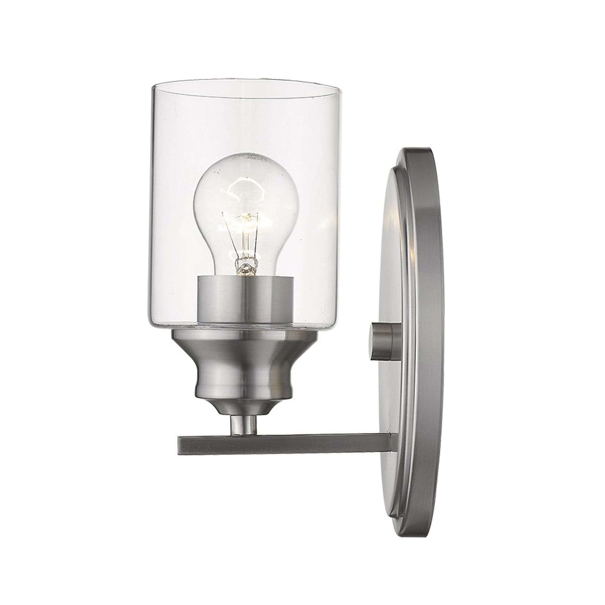 One Light Silver Wall Light with Clear Glass Shade - Homeroots