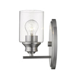 One Light Silver Wall Light with Clear Glass Shade - Homeroots