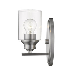 One Light Silver Wall Light with Clear Glass Shade - Homeroots