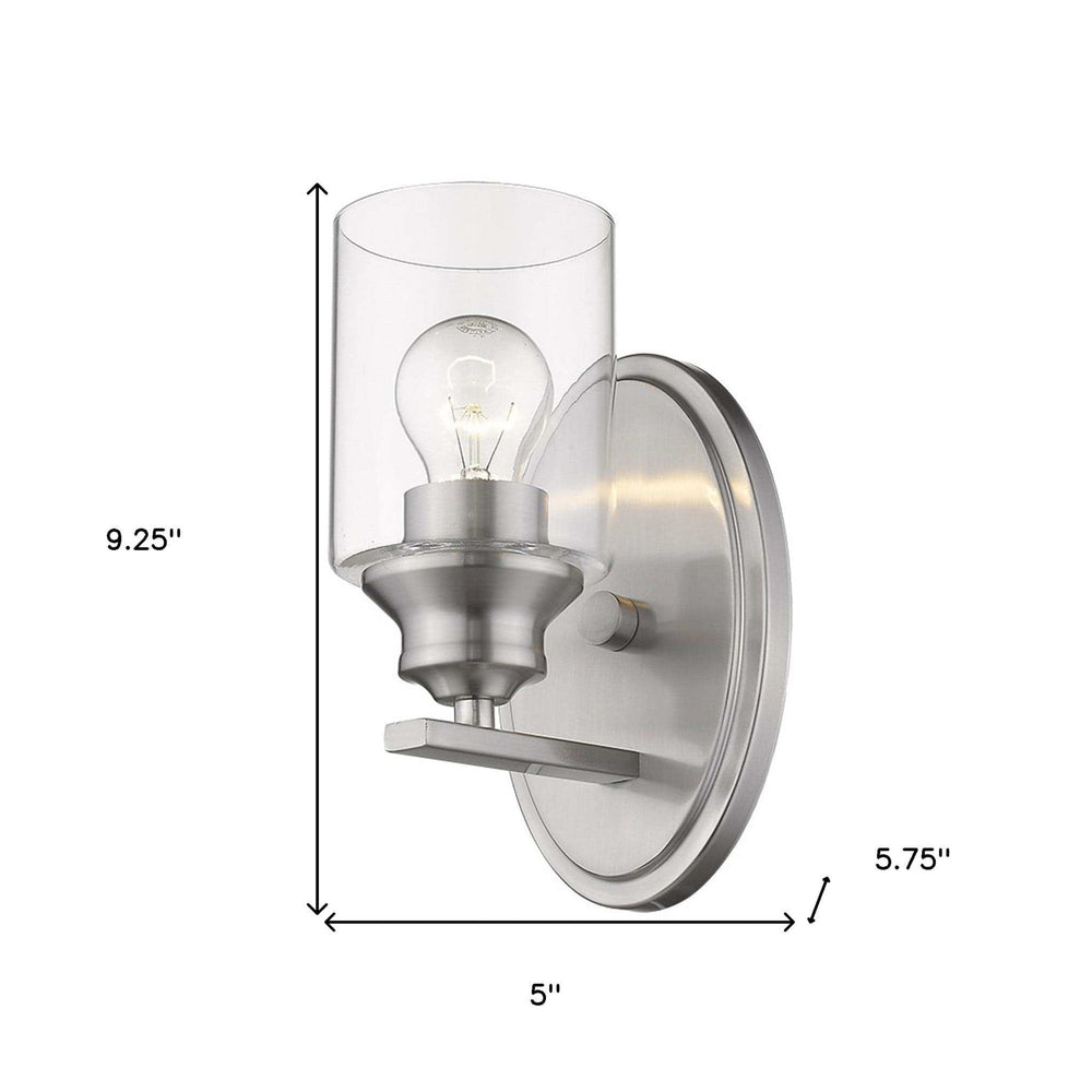One Light Silver Wall Light with Clear Glass Shade - Homeroots - Flyclothing LLC