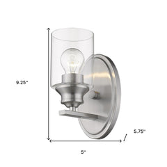 One Light Silver Wall Light with Clear Glass Shade - Homeroots
