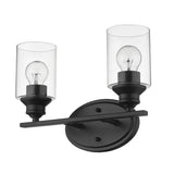 Two Light Matte Black Wall Light with Clear Glass Shade - Homeroots