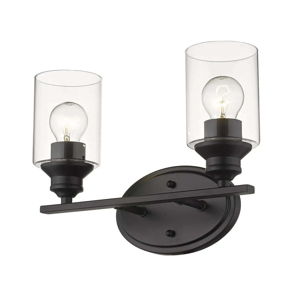 Two Light Matte Black Wall Light with Clear Glass Shade - Homeroots - Flyclothing LLC