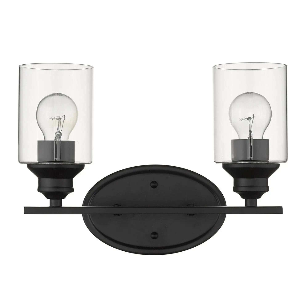 Two Light Matte Black Wall Light with Clear Glass Shade - Homeroots - Flyclothing LLC
