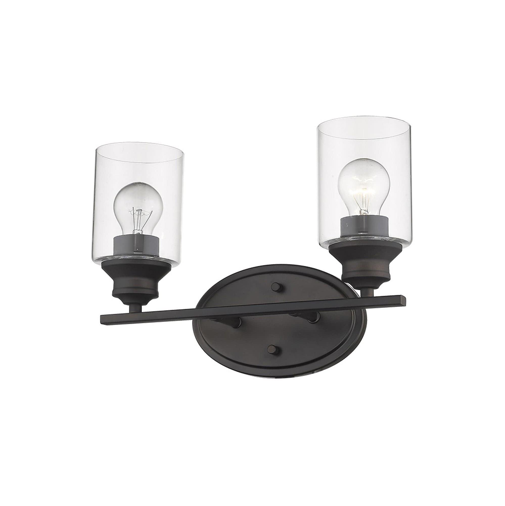 Two Light Bronze Wall Light with Clear Glass Shade - Homeroots