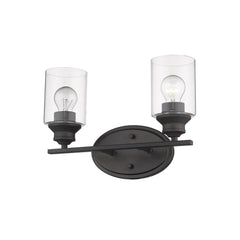 Two Light Bronze Wall Light with Clear Glass Shade - Homeroots