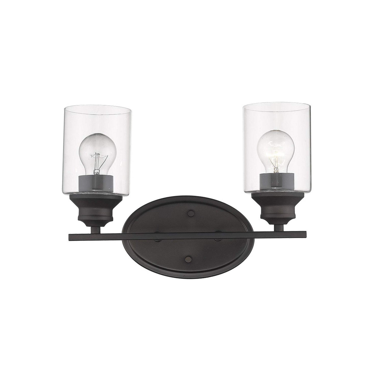 Two Light Bronze Wall Light with Clear Glass Shade - Homeroots - Flyclothing LLC