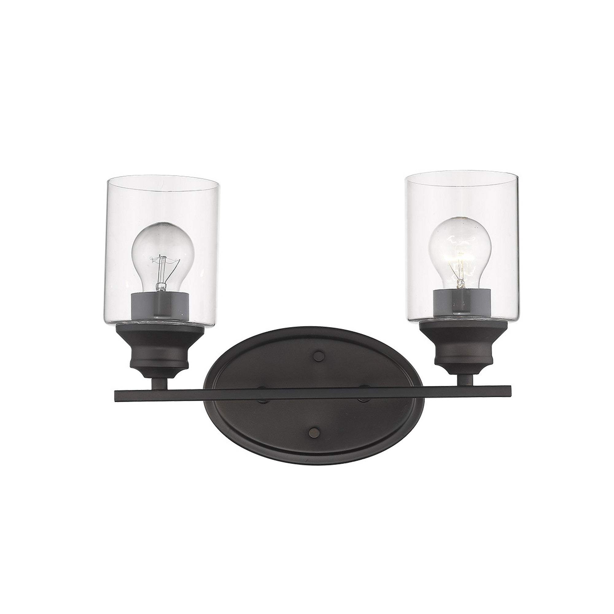 Two Light Bronze Wall Light with Clear Glass Shade - Homeroots - Flyclothing LLC