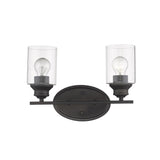 Two Light Bronze Wall Light with Clear Glass Shade - Homeroots