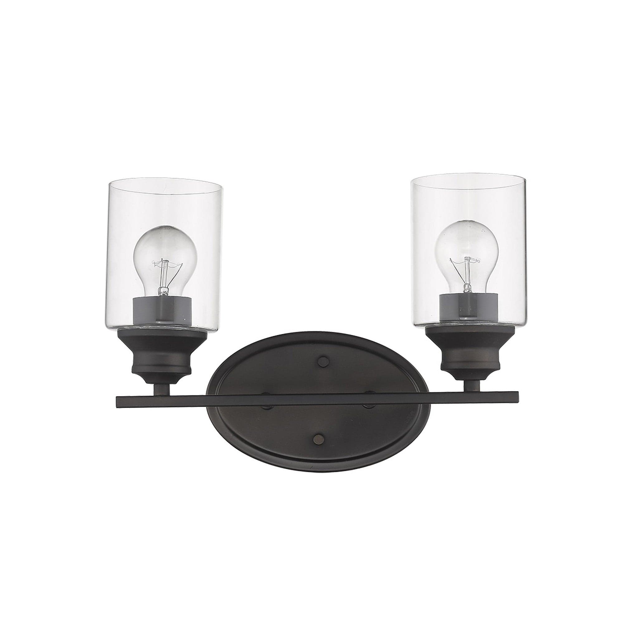 Two Light Bronze Wall Light with Clear Glass Shade - Homeroots