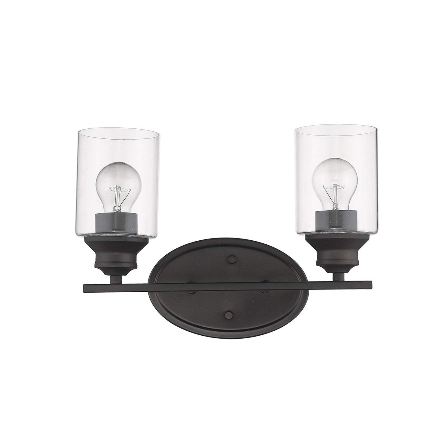 Two Light Bronze Wall Light with Clear Glass Shade - Homeroots - Flyclothing LLC
