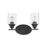 Two Light Bronze Wall Light with Clear Glass Shade - Homeroots