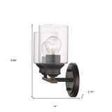Two Light Bronze Wall Light with Clear Glass Shade - Homeroots - Flyclothing LLC