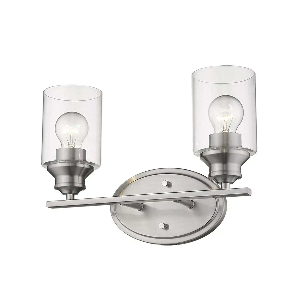 Two Light Silver Wall Light with Clear Glass Shade - Homeroots - Flyclothing LLC