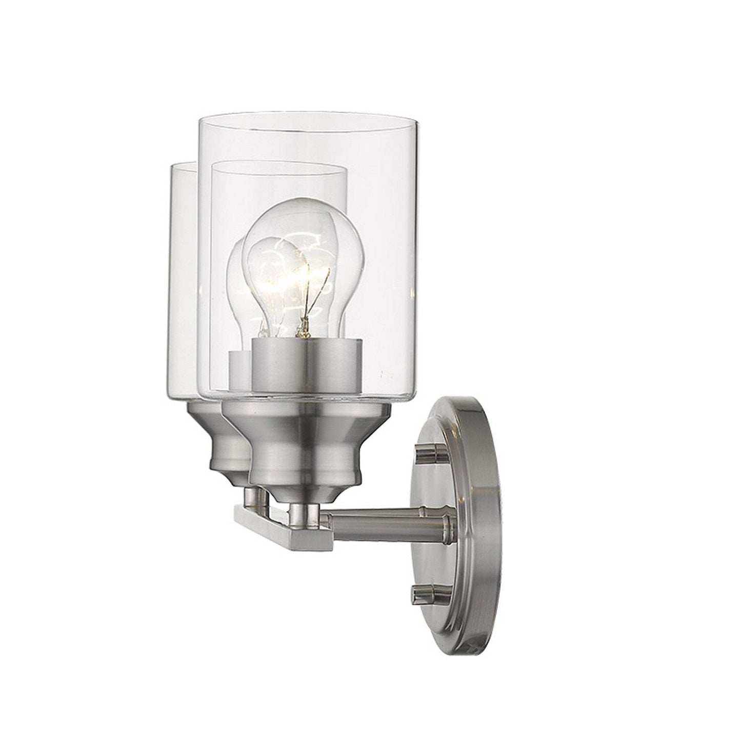 Two Light Silver Wall Light with Clear Glass Shade - Homeroots - Flyclothing LLC